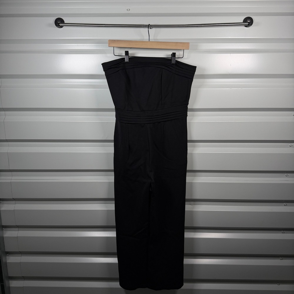 NWT Peyton Jensen Victoria Ponte Jumpsuit Black‎ Strapless Wide Leg Large NEW